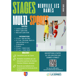 Inscription stage multi-sports 6-11 ans du 6 au 8 juillet 2026 à Neuville les Dames